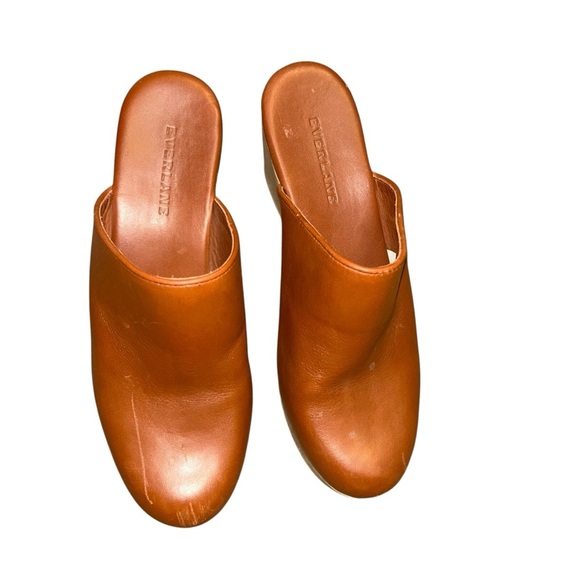 Everlane Shoes The Clog Sandals Tan brown Leather Heels Platform Slip On size 6 - Picture 2 of 6